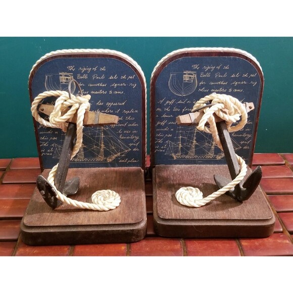 Vintage Mid Century Napcoware Nautical Ship Anchors Bookends Made In Japan - Picture 2 of 7